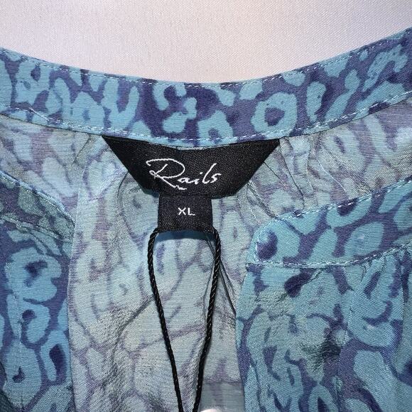 Rails Dress Size XL Blue Jasmine Jewel Cheetah Print Tiered Smocked Waist NWT - Picture 4 of 16